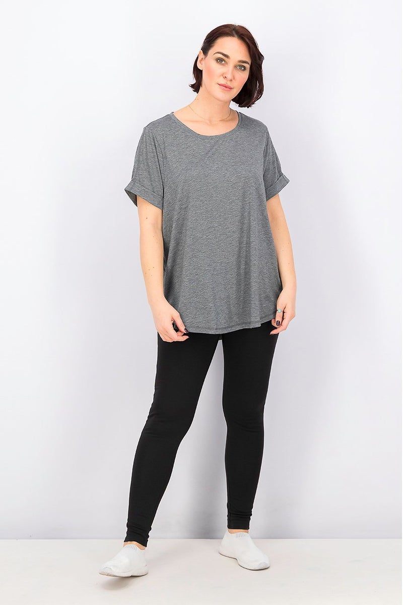 Tchibo Women Sportswear Fit Short Sleeve Training Top, Grey Heather - Image 4